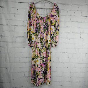 H&M Floral Print Long Sleeve Maxi or Midi Dress Womens M Spring Easter